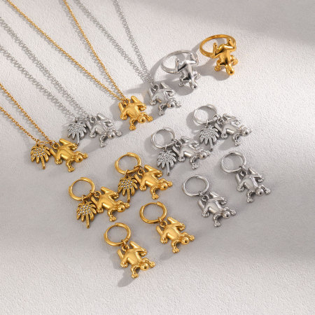 Ensembles de bijoux pour femmes Simple Series, mignons, de forme irrégulière, en acier inoxydable, étanches, couleur or 2