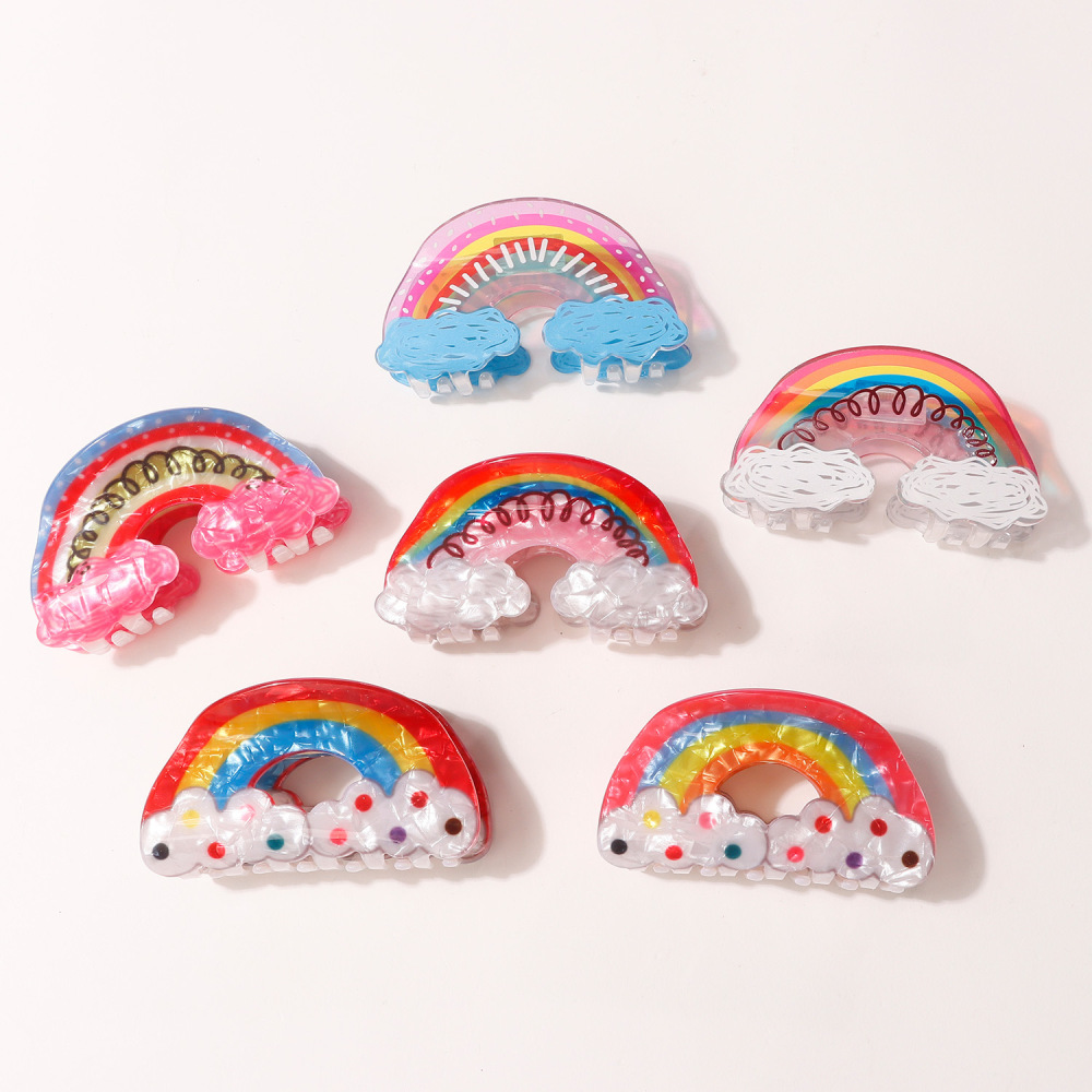 Pinces À Cheveux En Pvc À Rayures Mignonnes, Couleurs Mélangées Et Forme Géométrique, Série Simple Image2