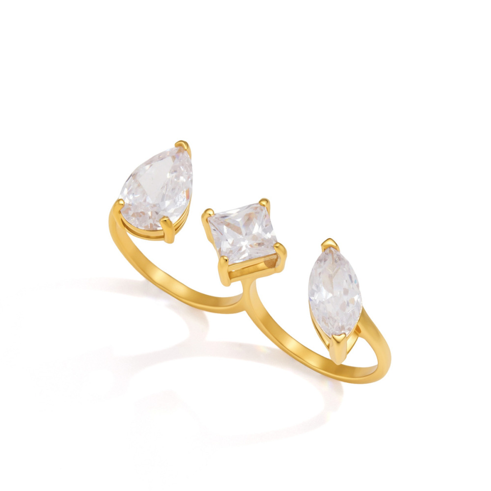Bagues Pour Femmes En Acier Inoxydable Doré, Étanches, De Forme Elliptique Et Serties De Zircon, Collection De Luxe Image6