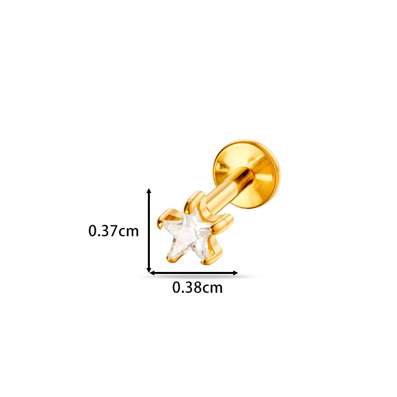 Boucles D'Oreilles Piercing Pour Femmes, En Alliage De Titane Couleur Or, Serties De Zircon, Série Simple Star h5Image2