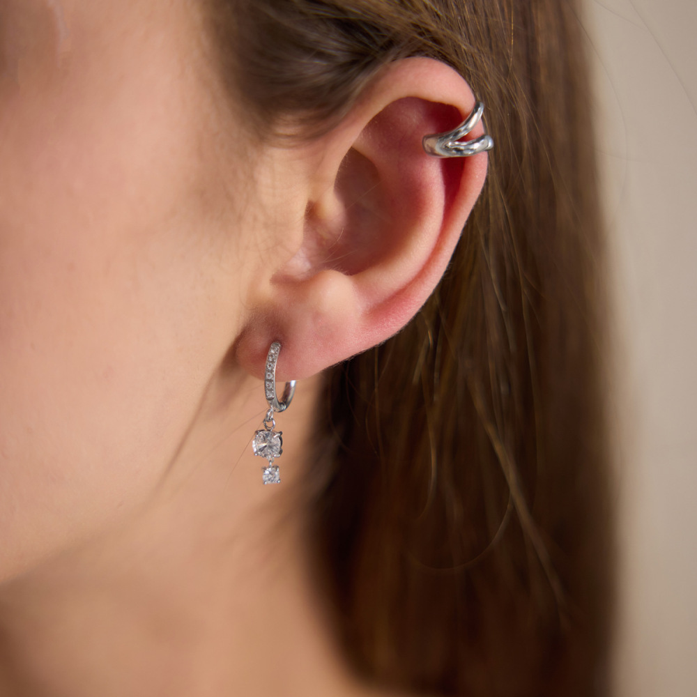 Boucles D'Oreilles Pendantes Pour Femme, Luxueuses, Rétro, En Forme De Cercle Géométrique, En Acier Inoxydable Étanche, Couleur Or, Ornées De Zircon. Image3