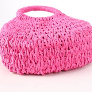 Sac Carré Femme En Raphia Tissé Uni Style Vacances h5 Image5