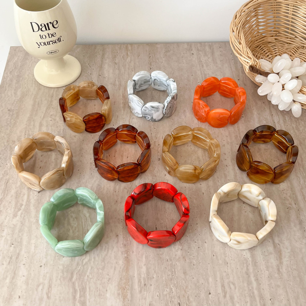 Bracelets Pour Femmes En Résine Dégradée De Couleur, Forme Irrégulière, Style Punk Romantique Image2