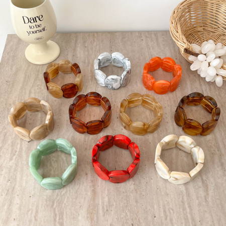 Bracelets pour femmes en résine dégradée de couleur, forme irrégulière, style punk romantique 2