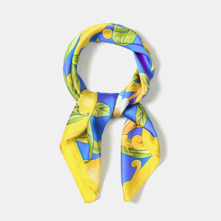 Écharpes d'été en polyester à motif citron et feuilles multicolores, collection Simple Series Natural Fruit, motif feuilles et citron. 2