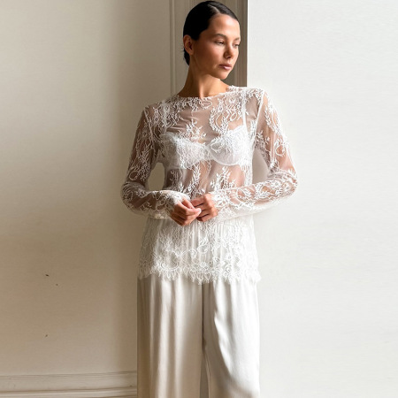 T-shirt d'été polyvalent en dentelle Fashion Daily