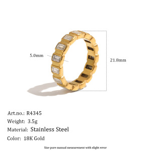 Bagues Pour Femmes Luxueuses Et Simples En Forme De Cœur, Rectangulaires, En Acier Inoxydable Étanche Couleur Or Et Zircon. h5 