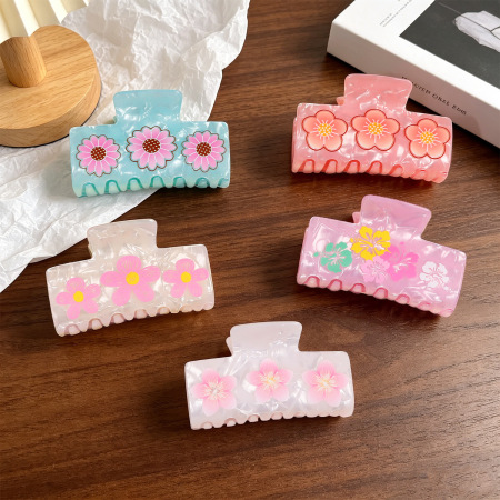 Pinces à cheveux unisexes en PVC, coloris uni dégradé, motif fleur douce, série Simple
