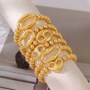 Bracelets De Perles Pour Femmes, Collection Simple, Style Décontracté, Forme Irrégulière, Couleur Cuivre Et Or h5 Image2