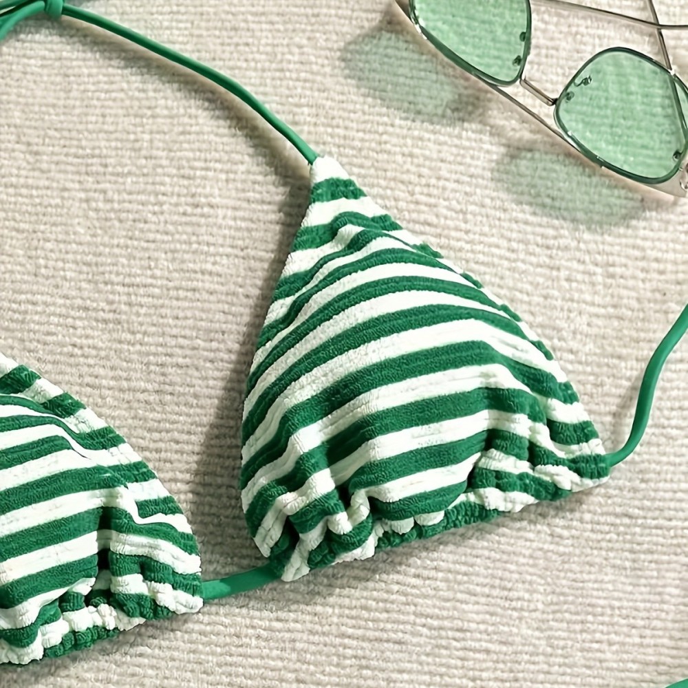 Ensemble Bikini De Plage À Rayures Simples Image3