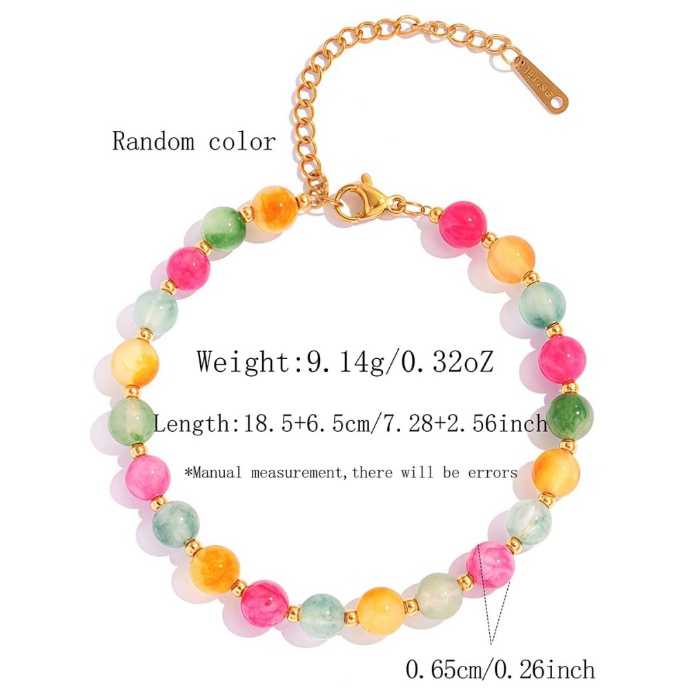 Bracelet À Perles Simple Daily Circle Pour Femme, En Acier Inoxydable, Étanche, Couleur Or 