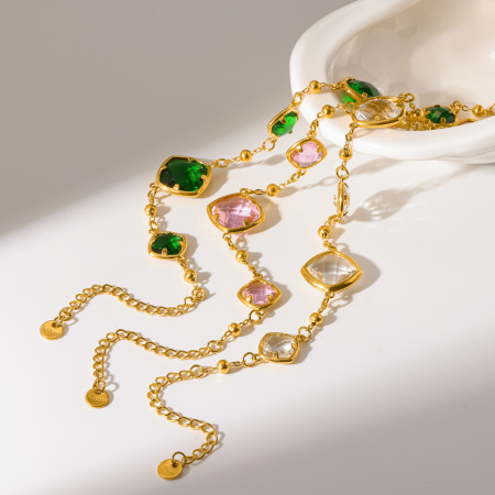 Bracelets à maillons pour femmes, en acier inoxydable, étanches, couleur or, ornés de strass, de la série Luxueuse