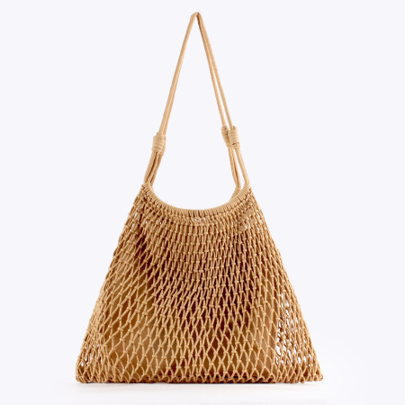 Sac carré pour femme en coton tissé uni, style décontracté, ajouré