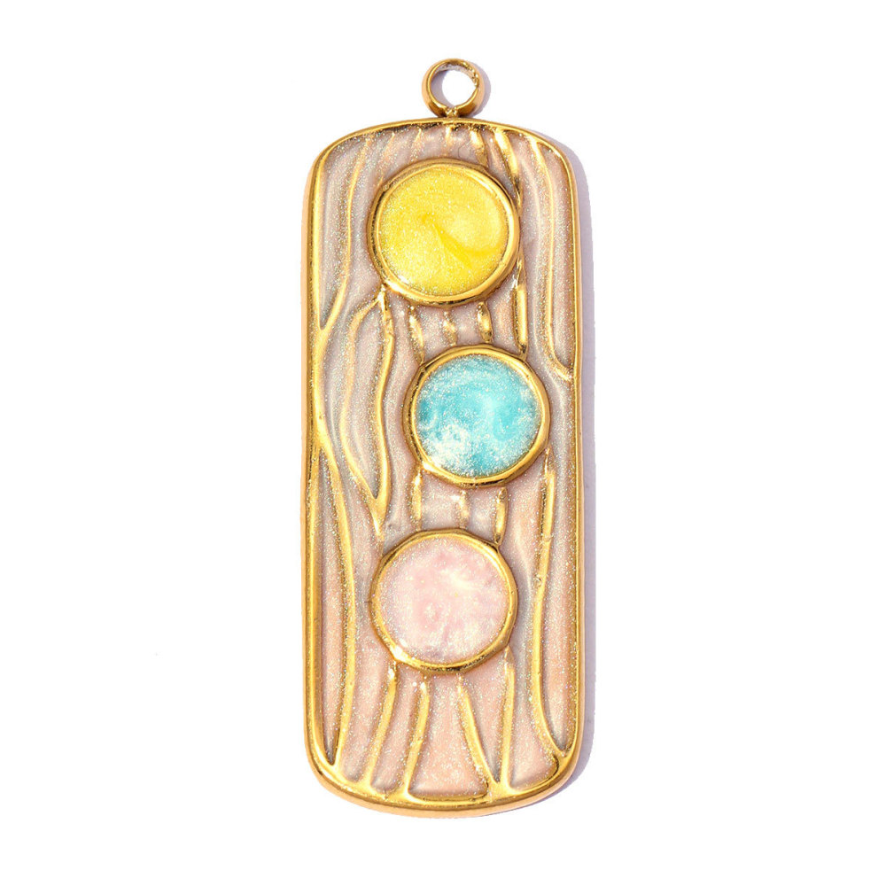 Pendentifs Classiques Pour Femmes, Style Rectangulaire, En Acier Inoxydable, Couleur Or, Avec Motif Animal De Dessin Animé. h5Image3