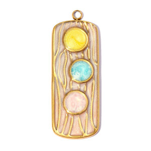 Pendentifs Classiques Pour Femmes, Style Rectangulaire, En Acier Inoxydable, Couleur Or, Avec Motif Animal De Dessin Animé. h5 Image3