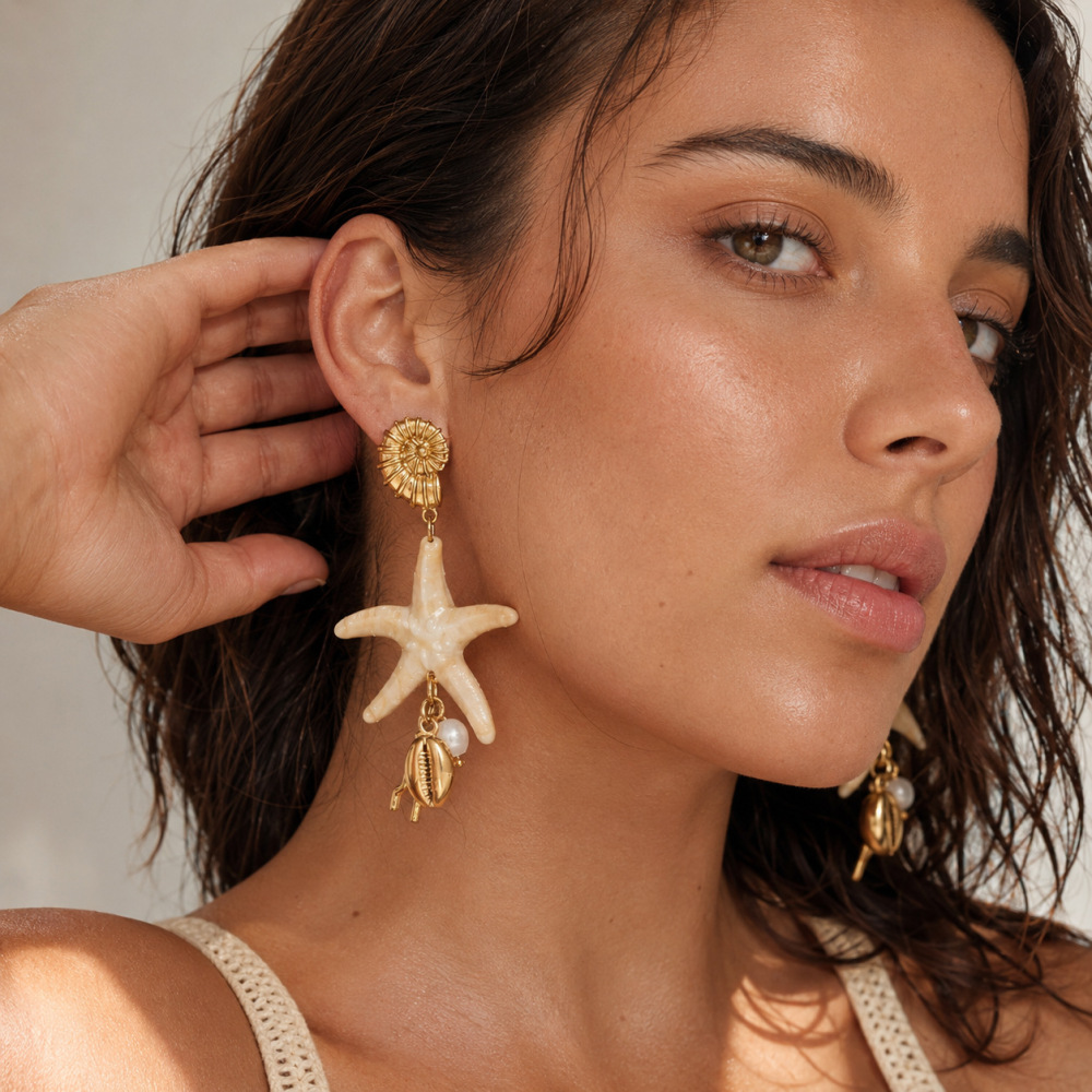 Boucles D'Oreilles Pendantes Pour Femme, Collection Romantique, Forme Irrégulière, En Acier Inoxydable, Étanches, Couleur Or Image3