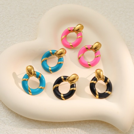 Boucles d'oreilles pendantes pour femmes, style simple et élégant, en acier inoxydable, couleur or, forme irrégulière. 2