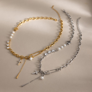 Colliers Pendentifs Pour Femmes, Collection Romantique, En Forme De Cœur, En Acier Inoxydable Étanche, Couleur Or Et Zircon. h5 Image2