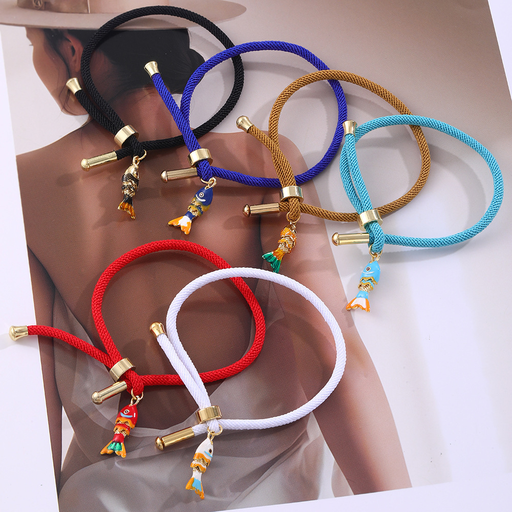 Bracelets Tressés Ethniques Pour Femmes, Motif Poisson, Couleur Cuivre Et Or Image3