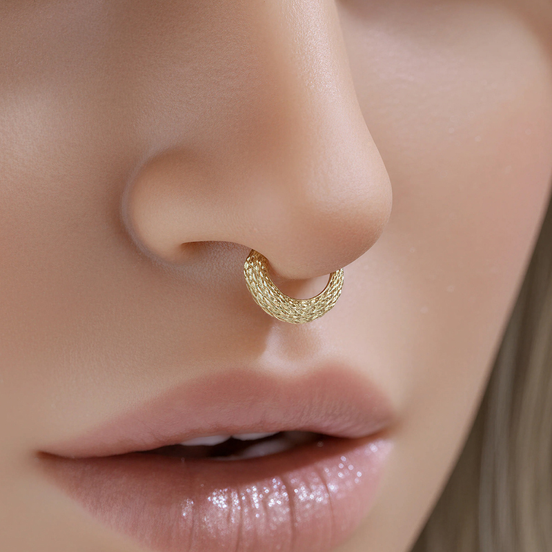Piercing De Nez Pour Femme, Motif Serpent Simple, En Acier Inoxydable, Étanche, Couleur Or Et Zircon. Image6