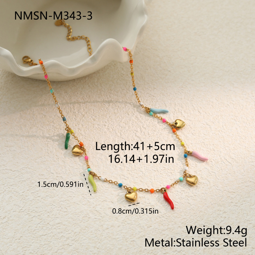 Collier Chaîne Cœur Quotidien Simple Series En Acier Inoxydable Étanche Couleur Or Pour Femme