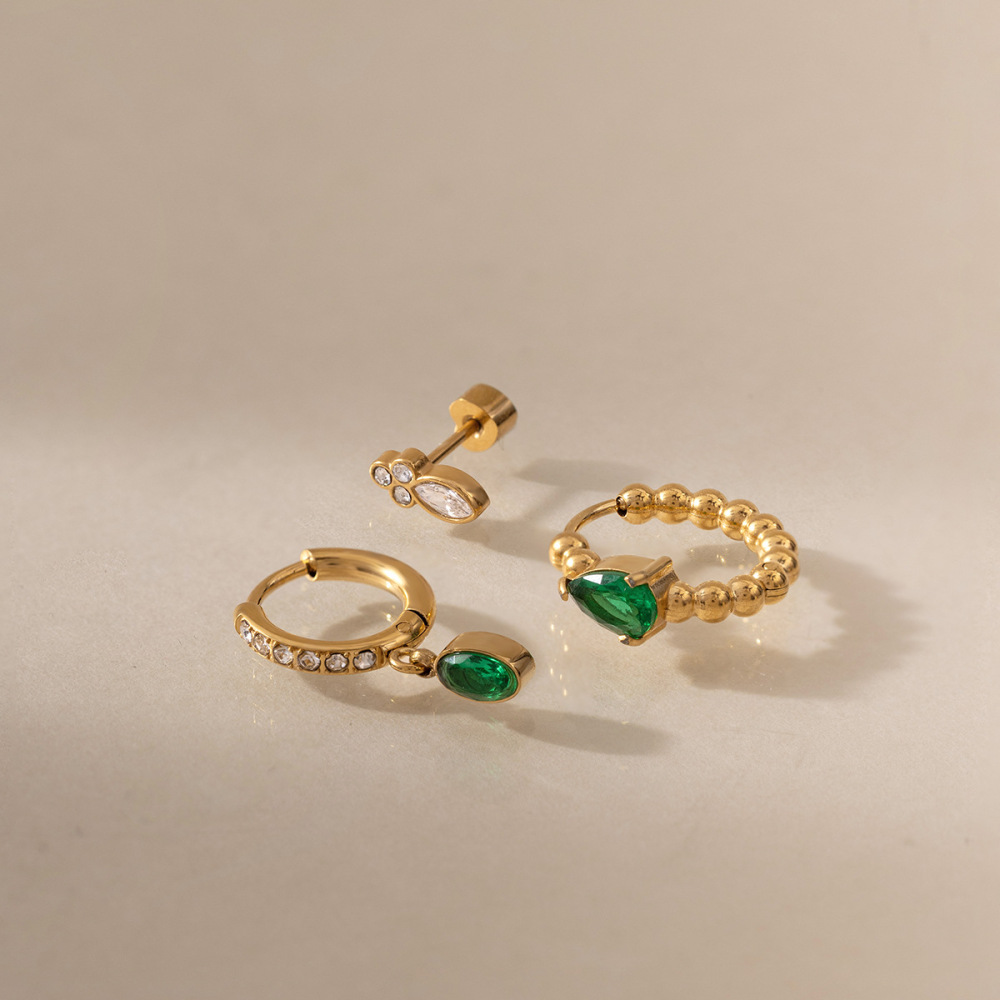 Boucles D'Oreilles Pour Femmes, Collection Simple Series, Élégantes, En Acier Inoxydable, Imperméables, Avec Perles En Forme De Goutte Et Zircon. Image3