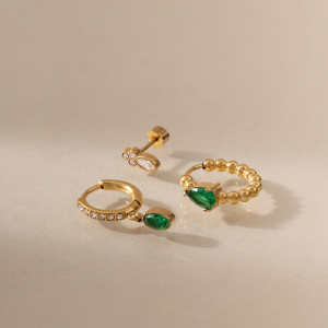 Boucles D'Oreilles Pour Femmes, Collection Simple Series, Élégantes, En Acier Inoxydable, Imperméables, Avec Perles En Forme De Goutte Et Zircon. h5 Image3