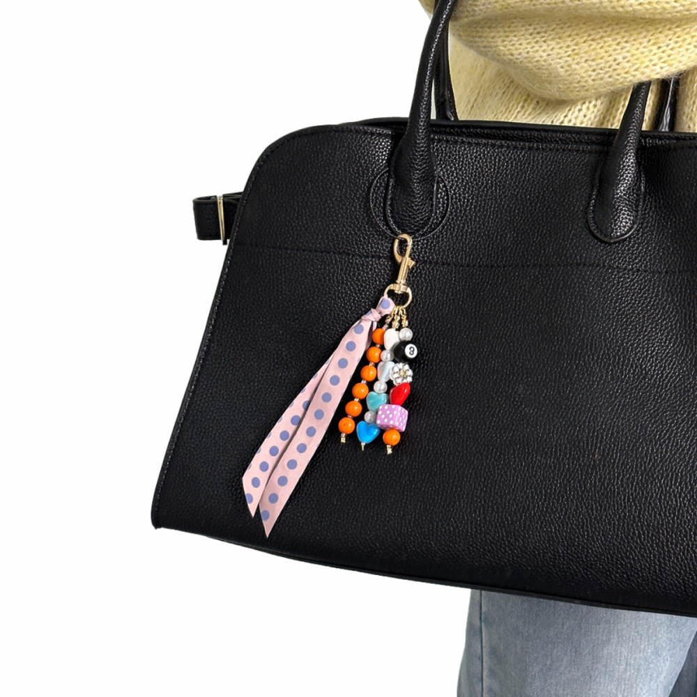 Breloques De Sac En Alliage De Couleurs Assorties, Style Décontracté, Avec Pompons, Pois Et Cœurs. Image3