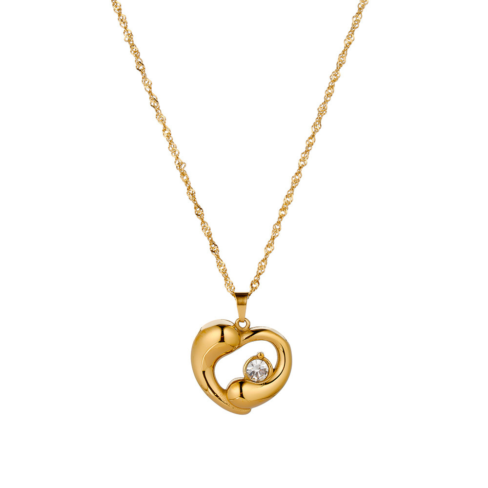 Colliers Pendentifs Pour Femmes En Acier Inoxydable Étanche Couleur Or, Collection Simple Series Sweet Heart h5Image5