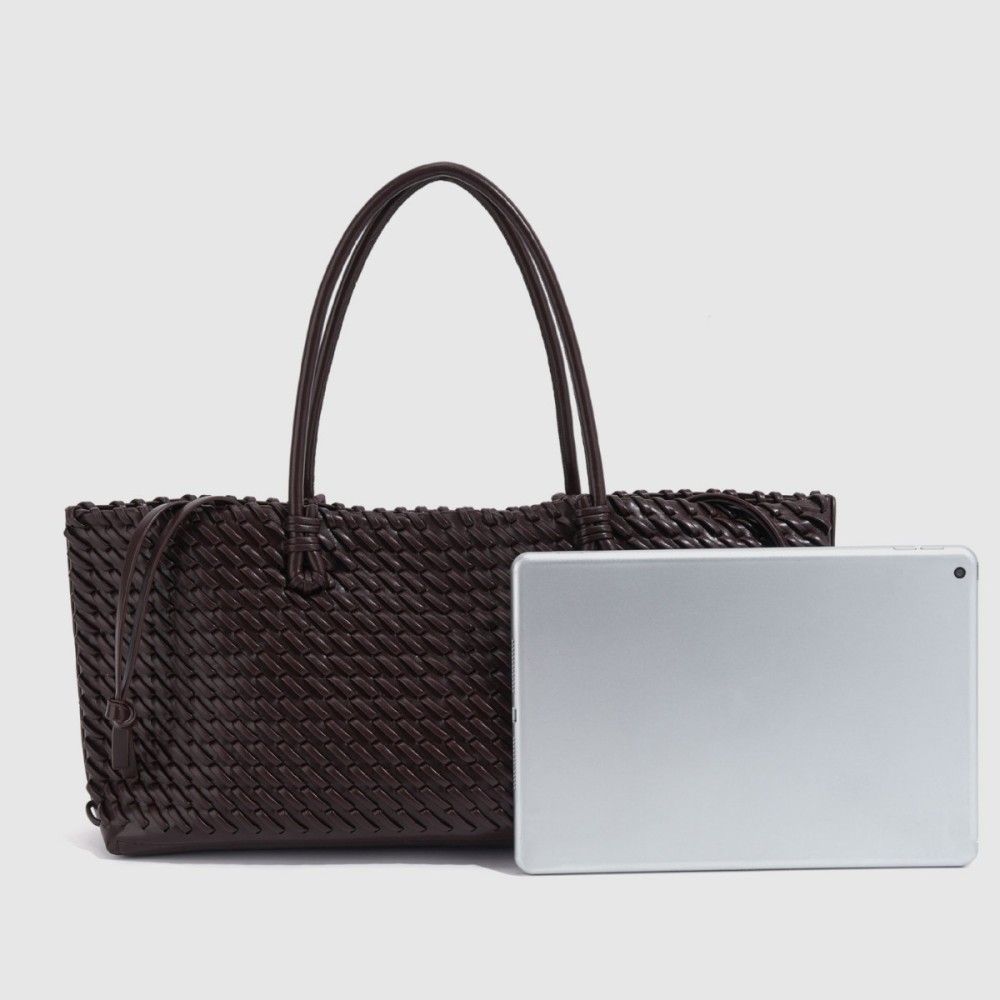 Sac Cabas Femme En Pu Tissé Uni, Style Parisien Chic Image3