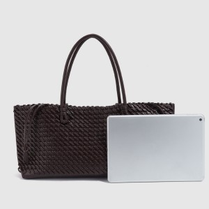 Sac Cabas Femme En Pu Tissé Uni, Style Parisien Chic h5 Image3