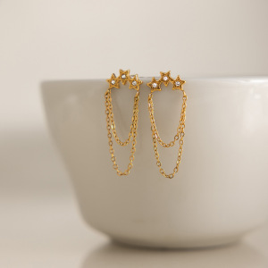 Boucles D'Oreilles Puces Élégantes À Pompon En Acier Inoxydable Imperméable Pour Femmes, Collection Simple Series h5 Image2
