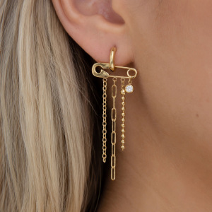 Boucles D'Oreilles Pendantes Élégantes À Pompon En Acier Inoxydable, Étanches, Couleur Or Et Zircon, Pour Femme, Collection Luxueuse. h5 Image2