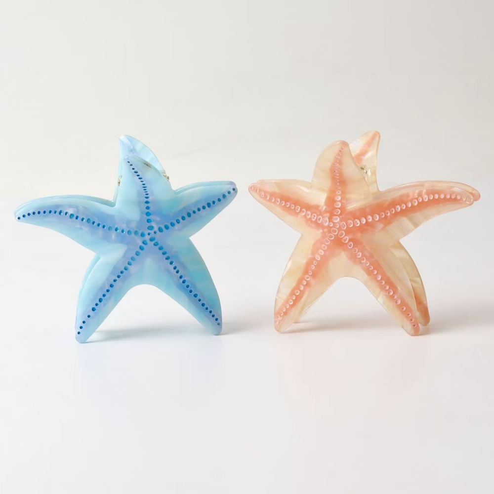 Pinces À Cheveux En Acétate, Couleur Unie Naturelle, Style Océanique, Dégradé Étoile De Mer h5Image3