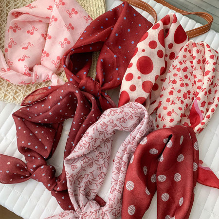 Écharpes d'été en polyester à pois cerises, nœud papillon et fleurs de la collection romantique 2