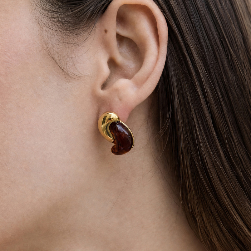 Boucles D'Oreilles Puces Pour Femmes, Style Rétro, Forme Irrégulière, En Acier Inoxydable, Couleur Or, Étanches, Collection Simple Series Image2