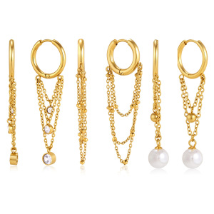 Boucles D'Oreilles Pendantes Pour Femmes, Modèle Daily Tassel, En Acier Inoxydable, Étanches, Couleur Or, De La Collection Simple Series. h5 Image5
