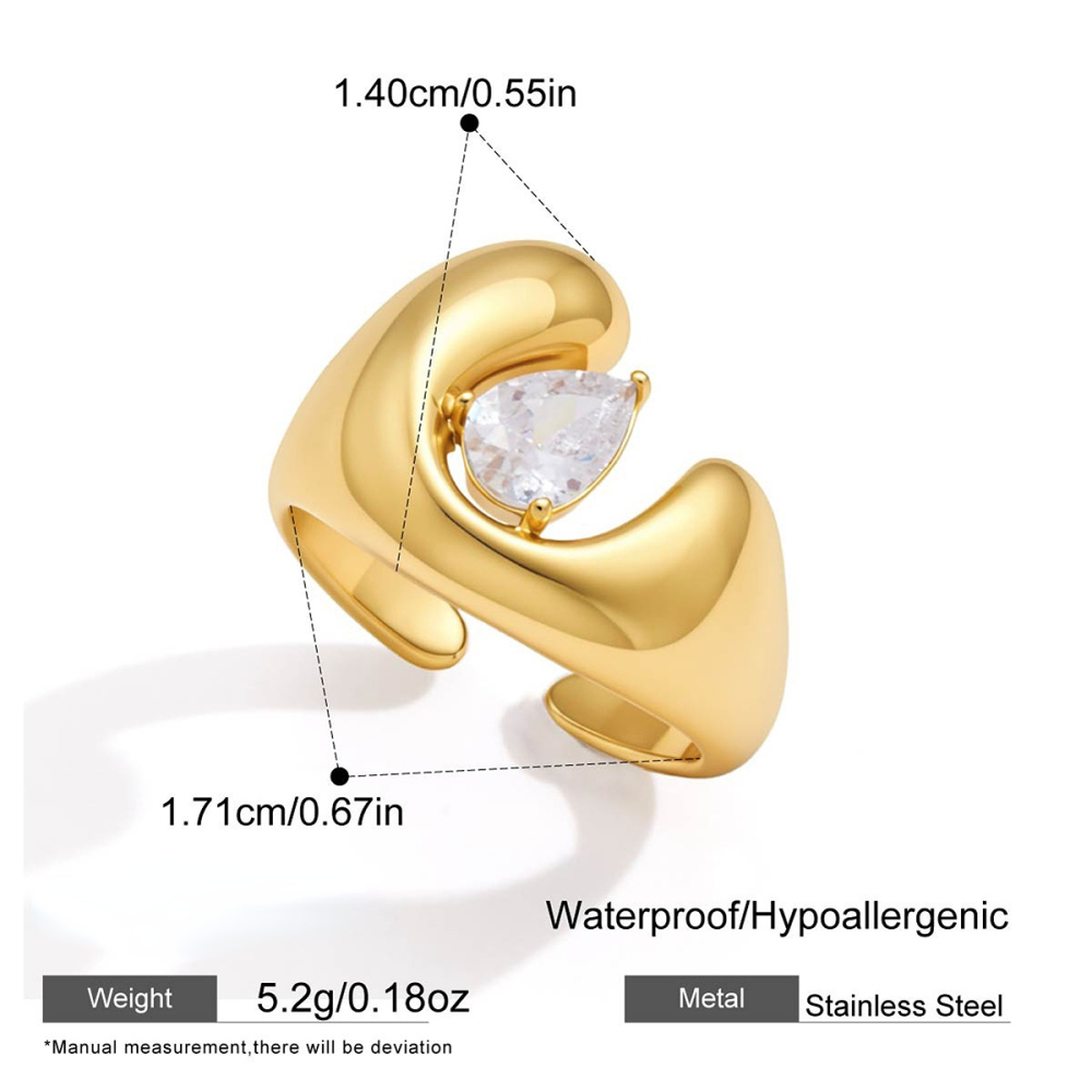 Bagues Pour Femmes En Acier Inoxydable Uni, Étanches, Couleur Or, Serties De Zircon Et Ornées De Pierres Précieuses. 