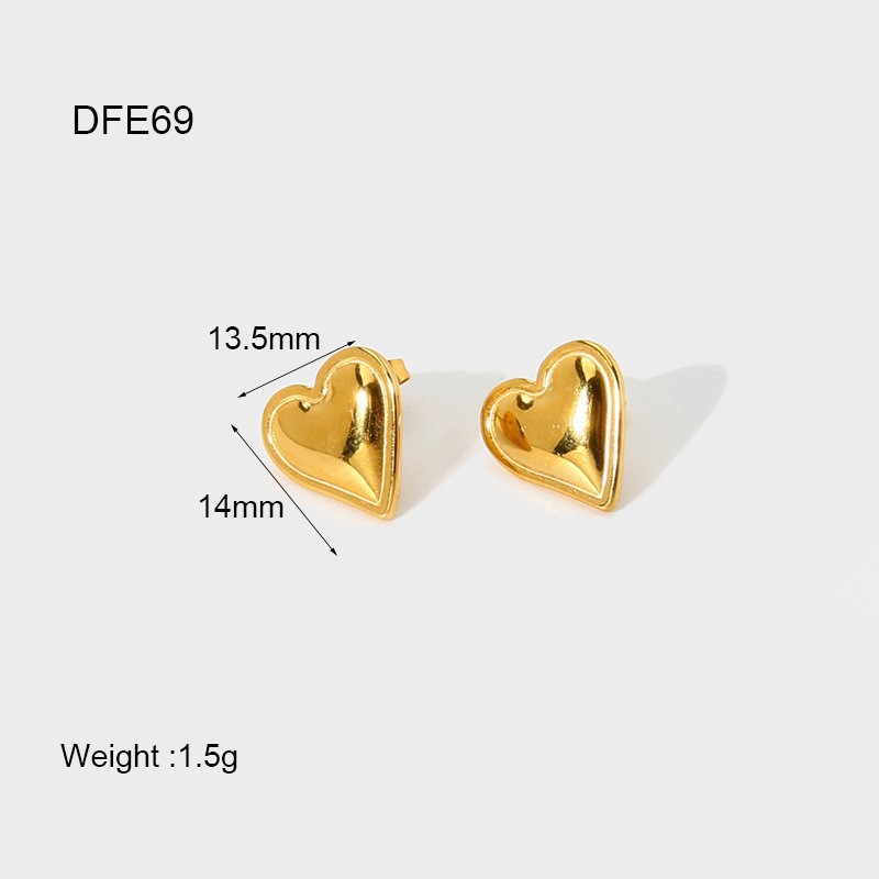 Boucles D'Oreilles Créoles En Acier Inoxydable Imperméables En Forme De Cœur Pour Femmes 