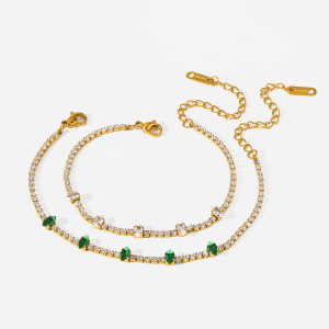 Bracelet Chaîne Femme Simple Et Luxueux, En Acier Inoxydable Étanche Couleur Or Avec Zircon, De Forme Irrégulière, À Porter Au Quotidien. h5 Image4