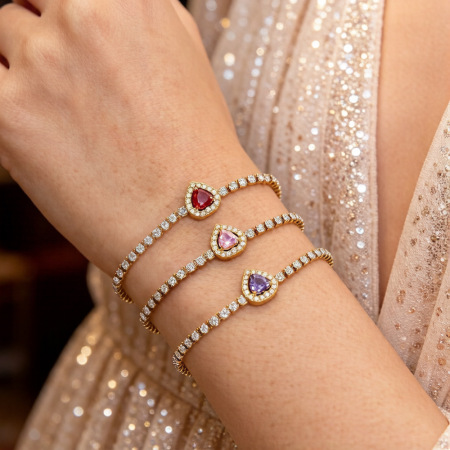 Bracelet à breloques pour femme en acier inoxydable doré, orné de strass et de zircon, avec un cœur de luxe