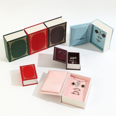 Boîtes à bijoux rectangulaires élégantes en velours de la série classique