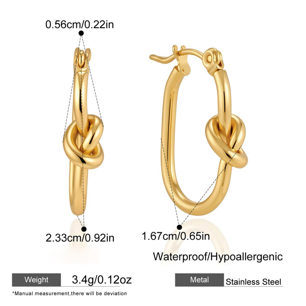 Boucles D'Oreilles Créoles Pour Femmes, Style Décontracté, En Acier Inoxydable, Couleur Or, Collection Simple Series Casual Twist 