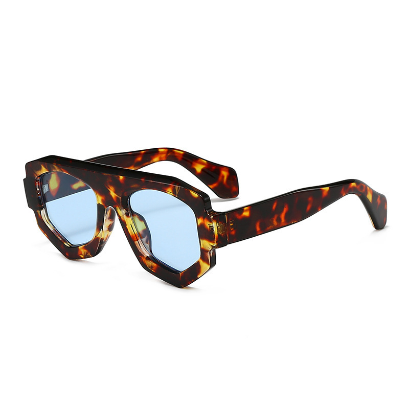 Lunettes De Soleil Rétro Simple Series À Imprimé Léopard Dégradé Uni Image2