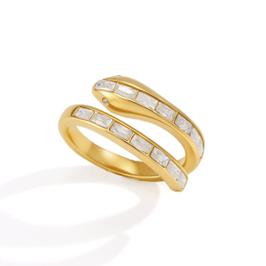 Bagues Pour Femmes En Acier Inoxydable Étanche, Motif Serpent Classique, Ornées De Zircon Et De Pierres Précieuses h5 Image5