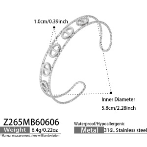 Bracelet Manchette Pour Femme En Acier Inoxydable Doré, Étanche, Avec Zircon Et Motif Floral Géométrique. h5