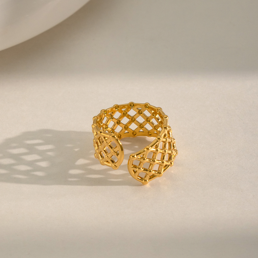 Bagues Minimalistes En Acier Inoxydable, Couleur Or, Forme Maille, Étanches Image6