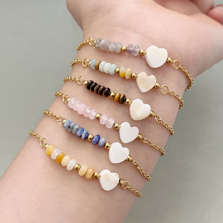 Bracelets de perles pour femmes avec cœurs, coquillages et perles de mer