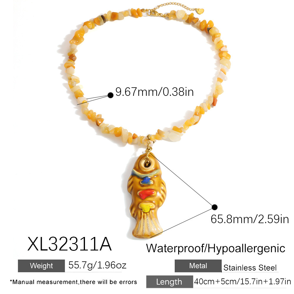 Colliers De Perles Pour Femmes, Style Océanique, Avec Poissons Et Pierres Naturelles 