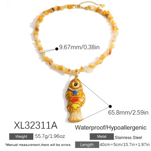 Colliers De Perles Pour Femmes, Style Océanique, Avec Poissons Et Pierres Naturelles h5 